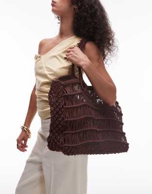 Topshop - Handtasche in Schokobraun im Flechtdesign