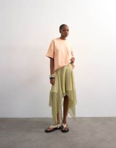 Hanky hem mini skirt in green stripe