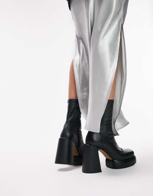 Zara leather clearance platform ankle boots