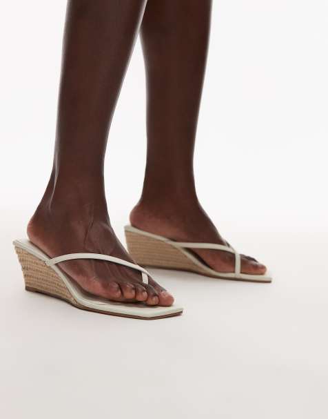 Topshop Hannah wedge heel in white - view 1