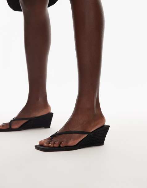 Topshop Hannah wedge heels in black - view 1