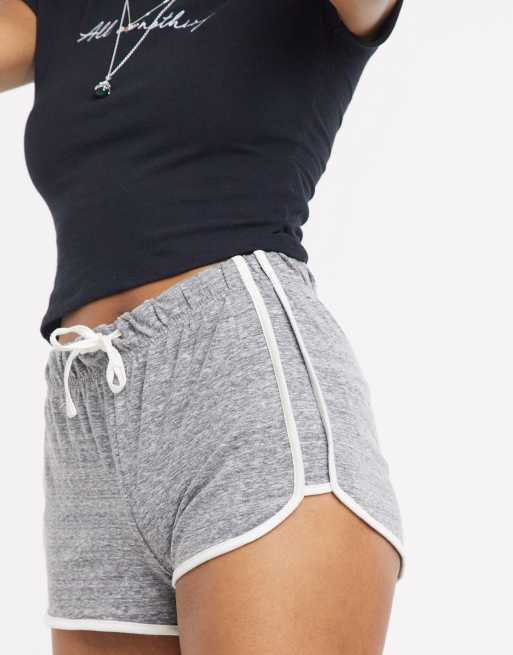 Topshop - Hardloopshort met dubbele streep in gemêleerd grijs