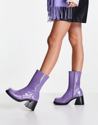 Topshop Harley leather sock boots in lilac - ASOS Price Checker