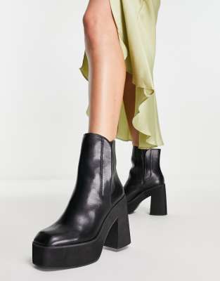 Topshop Harlow platform high heeled chelsea boot in black