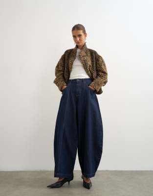 Topshop Harper Baggy Barrel Jean In Blue