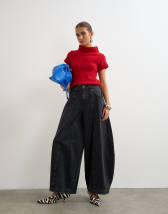 Topshop Harper baggy barrel jean in washed black