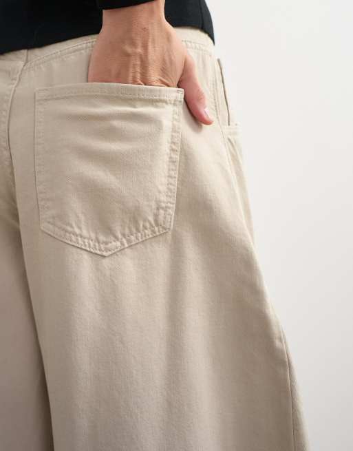 Topshop Harper baggy barrel jean in winter oat, 4 of 5