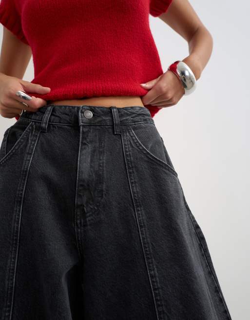Topshop Harper baggy barrel jeans in zwart met wassing, 2 van 5
