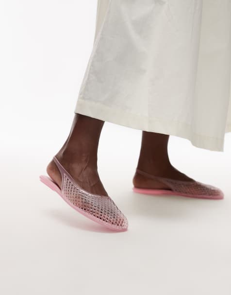 Topshop – Harper – Jelly-Ballerinas in Rosa mit Fersenriemen - view 1