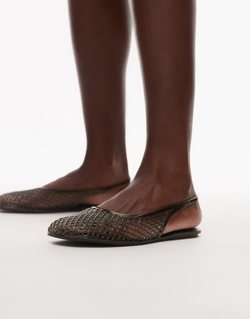 Topshop Harper jelly slingback ballet flats in black