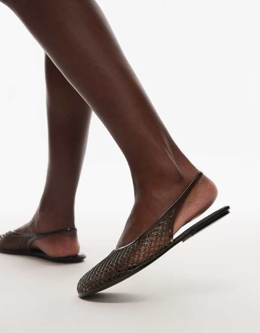 Topshop Harper jelly slingback ballet flats in black