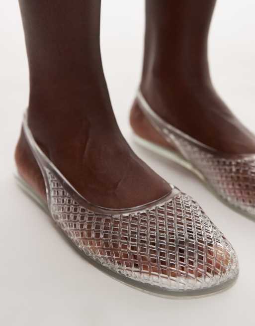 Topshop Harper jelly slingback ballet flats in clear