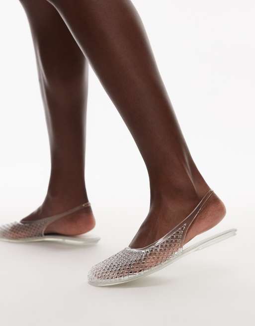 Topshop Harper jelly slingback ballet flats in clear