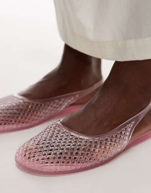 Topshop Harper jelly slingback ballet flats in pink