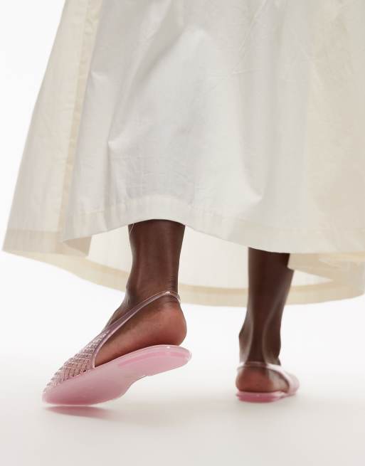 Topshop Harper jelly slingback ballet in pink, 3 of 4