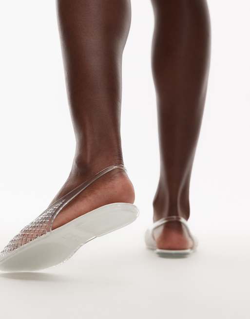 Topshop - Harper - Klare ballerinaer med hælrem i gummi, 3 af 4