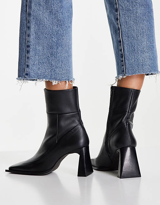 Shoes Boots/Topshop Harper leather high ankle boot in black 