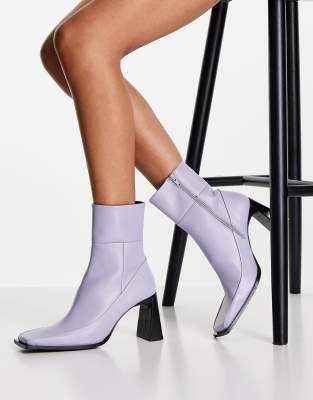 Topshop Harper Leather High Ankle Boots In Lilac-purple ModeSens