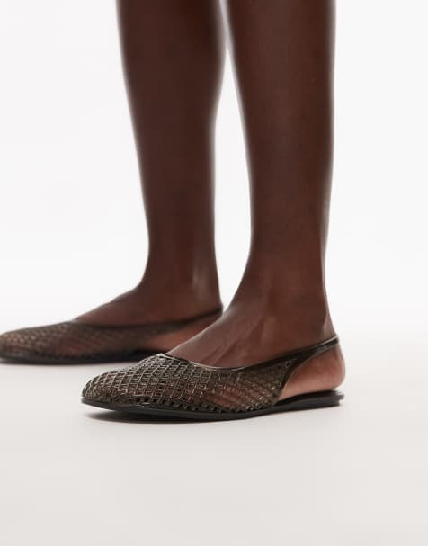 Topshop - Harper - Sorte ballerinaer med hælrem i gummi - view 1