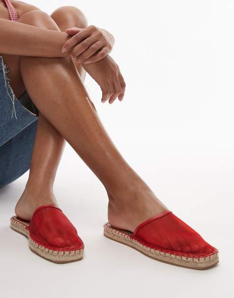 Topshop Harry espadrille mule in red - view 1