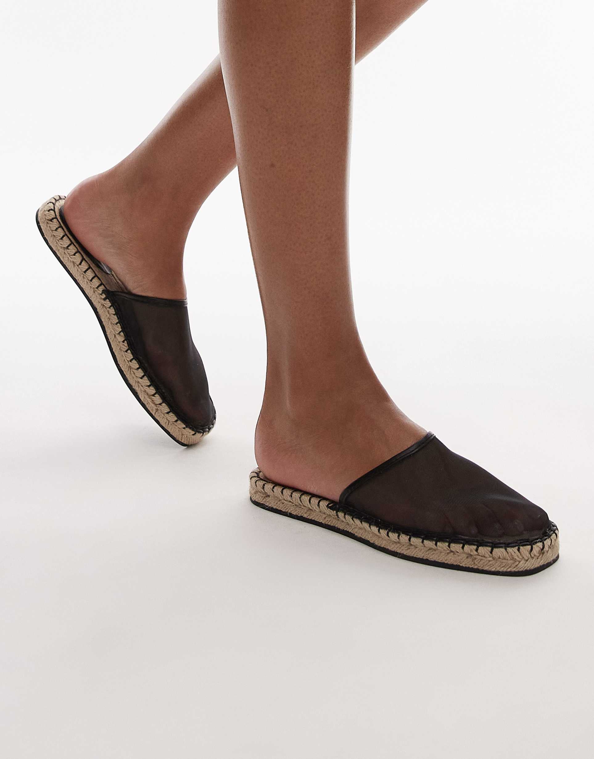 topshop harry espadrille mules in black