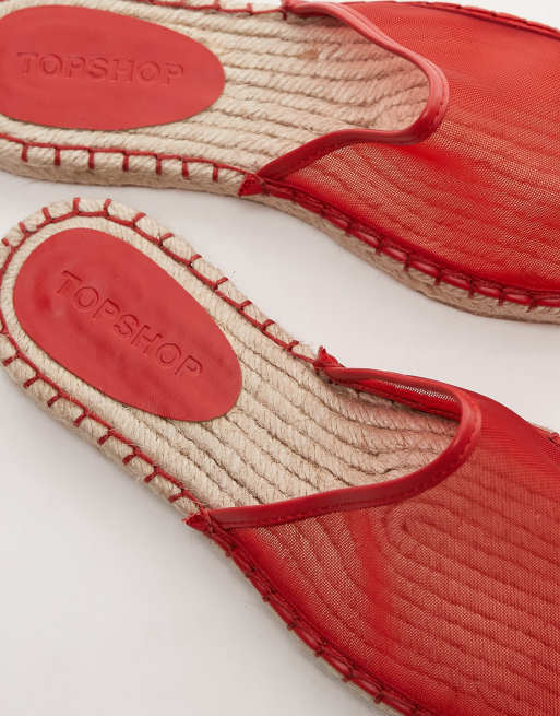 Topshop Harry espadrille mules in red