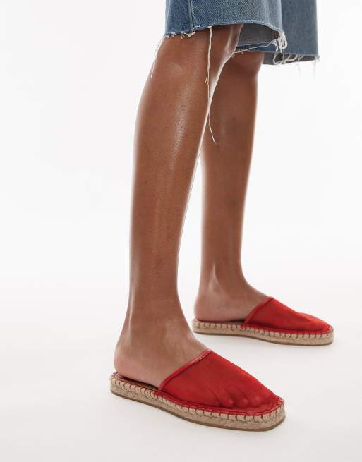 Topshop Harry espadrille mules in red