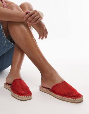 Topshop - Harry - Espadrilles-Mules in Rot