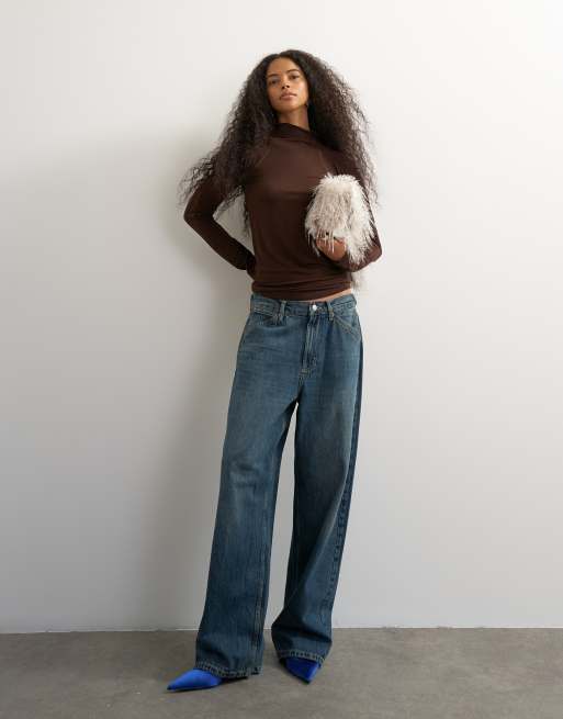 Topshop haut à col cheminée à coutures et manches longues couleur chocolat, 3 de 4