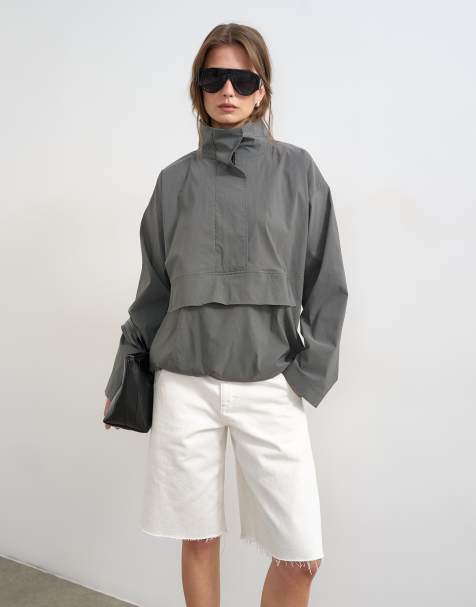 Topshop haut de survêtement en jersey à col cheminée technique, coloris ardoise - CHARCOAL - view 1