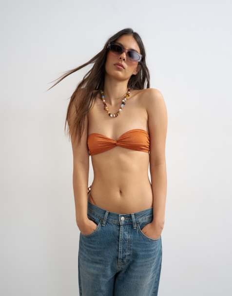 Topshop - Hawaii - Haut de bikini bandeau pailleté - Rouille - view 1