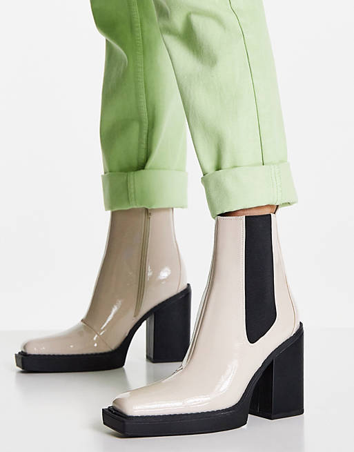 Women Boots/Topshop Hayden high western boot in off white 