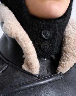 Topshop Hayley Button Balaclava In Black