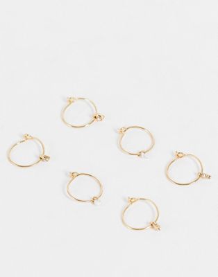 Topshop heart and star fine 3 x multipack hoop earrings in gold