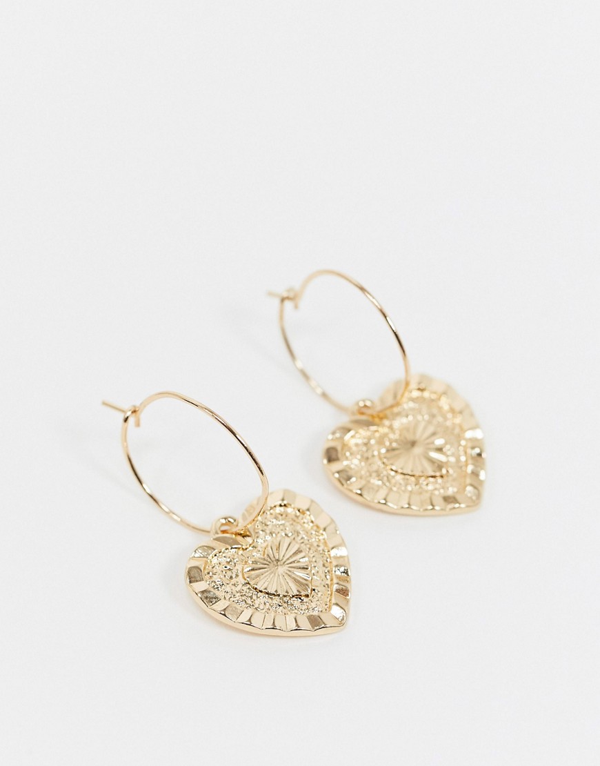 Topshop heart drop earrings in gold