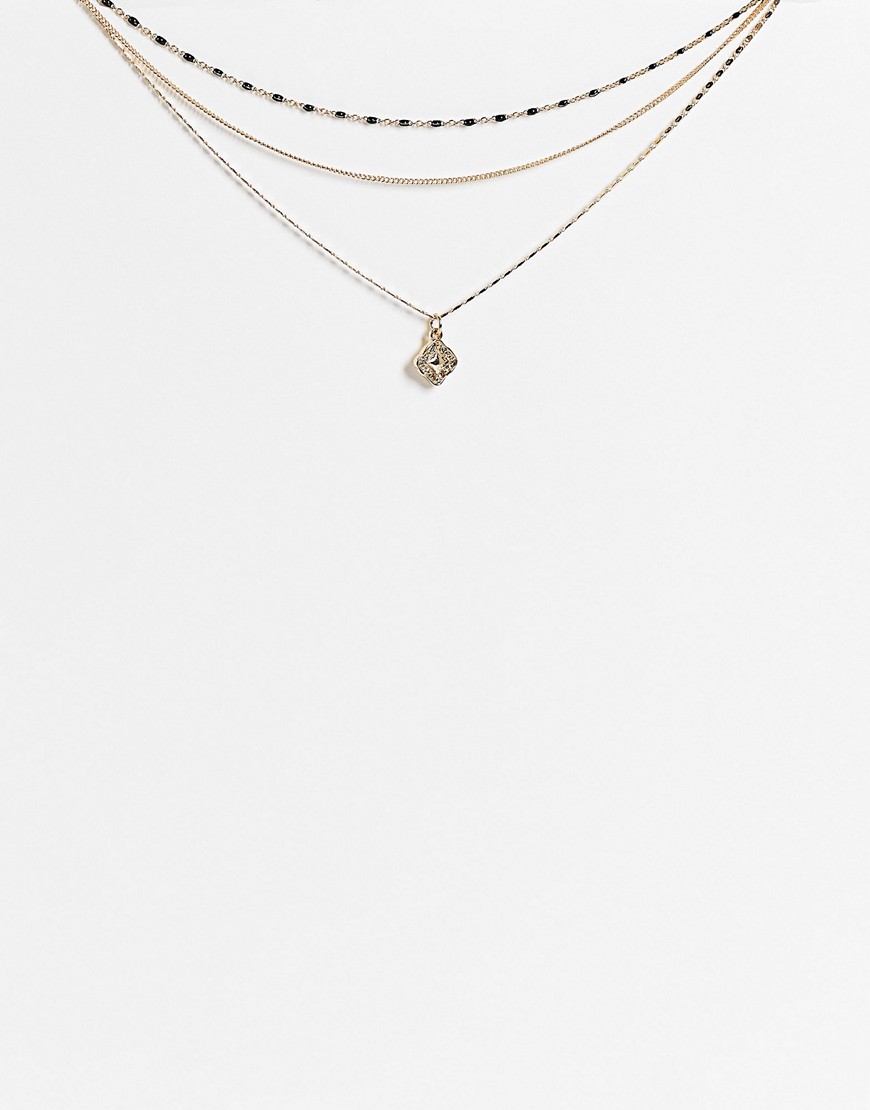 Topshop heart pendant 3 x multipack choker necklaces in gold