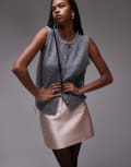 [Topshop] Topshop heavy satin micro mini skirt in pink (part of a set) 10 PINK