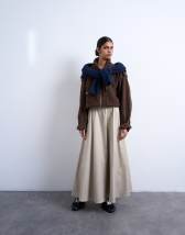 Topshop heavy twill full circle midi skirt in taupe