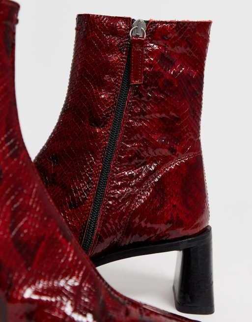 Topshop red deals patent boots