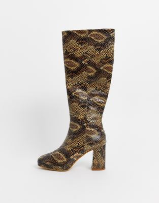 snake knee high boot