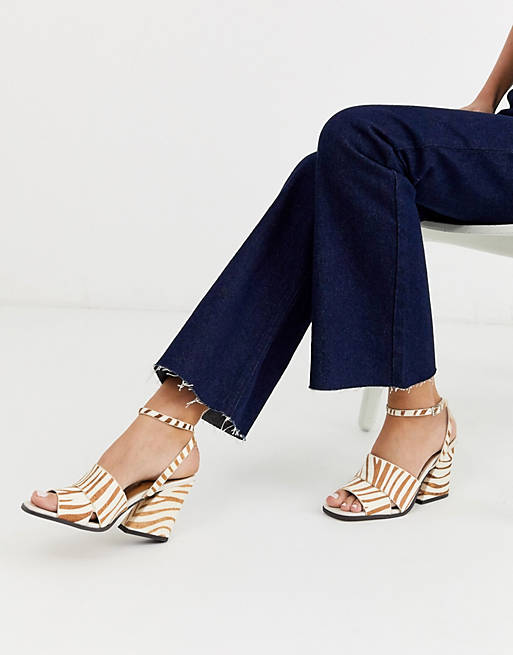 Topshop heeled sandals with ankle strap in animal print | ASOS