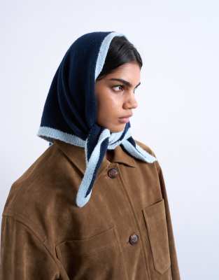 Topshop - Heidi - Foulard en maille - Bleu marine et bleu clair