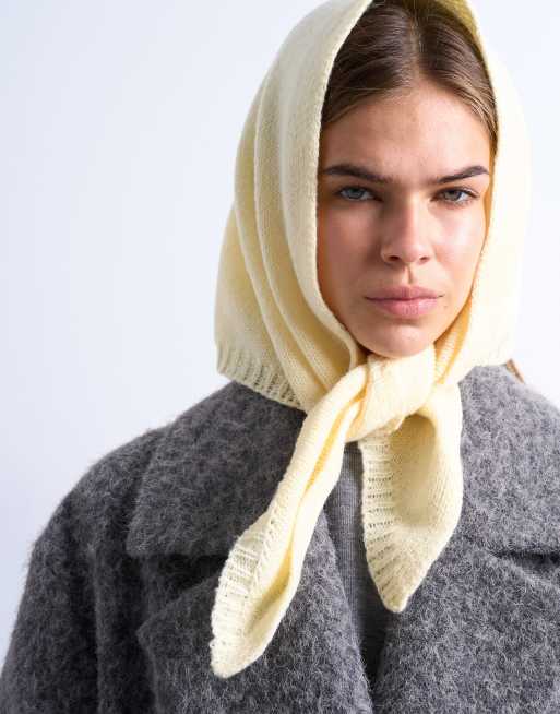 Topshop Heidi hooded scarf in buttermilk