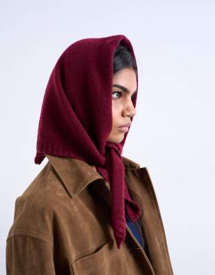 Topshop - Heidi - Kapuzenschal in Burgunderrot