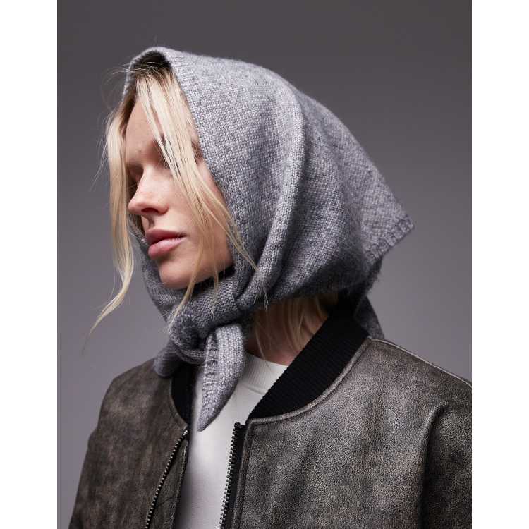 Topshop Heidi knitted headscarf in gray | ASOS