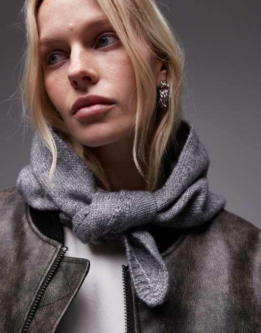 Topshop Heidi knitted headscarf in gray | ASOS