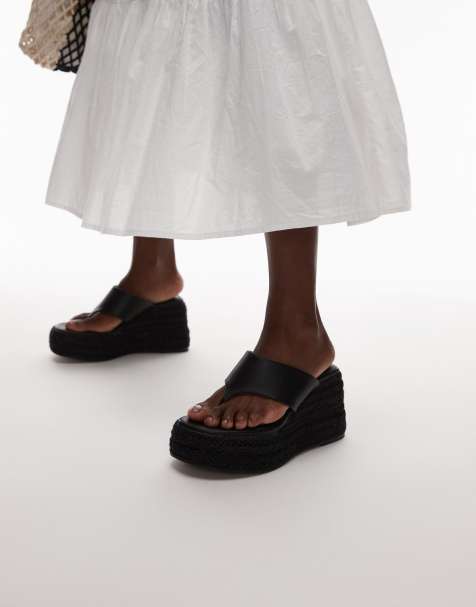 Topshop - Heidi - Sorte espadriller med tårem og kilehæl - view 1
