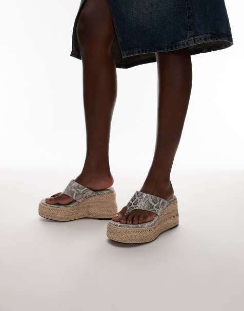Topshop Heidi toe thong espadrille wedge in snake - view 1