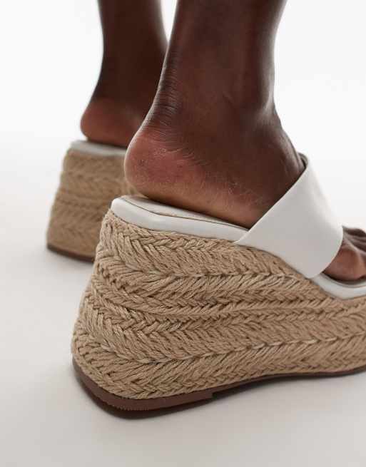 Topshop Heidi toe thong espadrille wedges in white