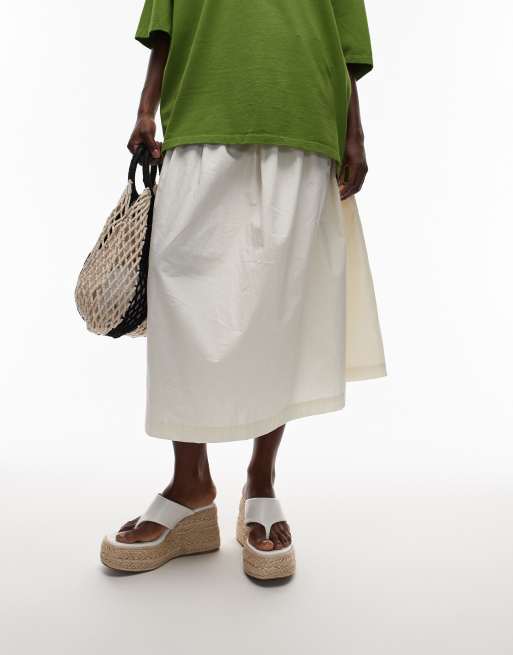 Topshop Heidi toe thong espadrille wedges in white